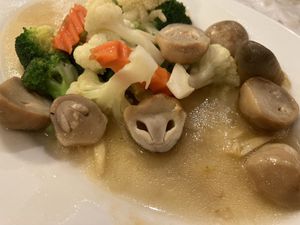 Stir fry veg to balance the richness   at The Vegetarian Cottage in Bangkok