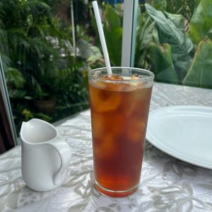Bale tea with sugar syrup   at The Vegetarian Cottage in Bangkok