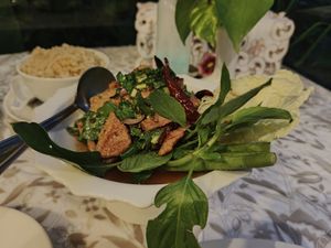 The spicy salad at The Vegetarian Cottage in Bangkok