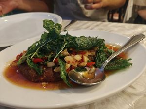 The fried seaweed fish at The Vegetarian Cottage in Bangkok