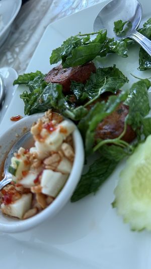 Fish cakes  at The Vegetarian Cottage in Bangkok