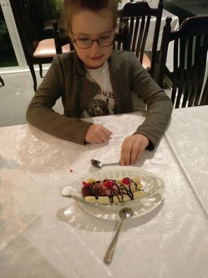 Banan split at The Vegetarian Cottage in Bangkok