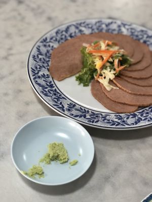 Vegan goose with wasabi at Ruyi Vegetarian in Bangkok