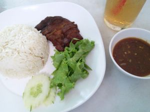 Duck rice at Ruyi Vegetarian in Bangkok