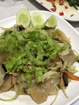 Thick noodles (so so yum)  at Ruyi Vegetarian in Bangkok