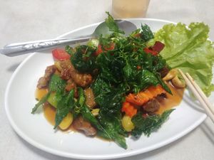 Stir fried "chicken" at Ruyi Vegetarian in Bangkok