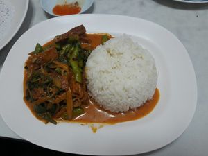 Spicy  pork at Ruyi Vegetarian in Bangkok