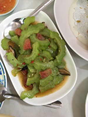 Bittermelon with “pork” at Ruyi Vegetarian in Bangkok
