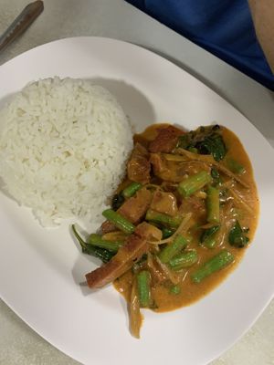 Spicy pork at Ruyi Vegetarian in Bangkok