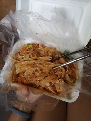 Pad thai 50B. Not the best but still good at Ruyi Vegetarian in Bangkok