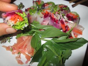 fresh rice paper rolls at Aum in Chiang Mai