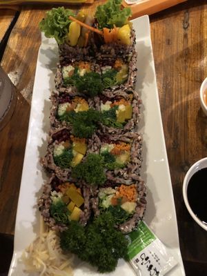 Vegan Pumpkin sushi at Aum in Chiang Mai