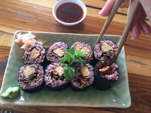 Tempeh and mushroom maki!! at Aum in Chiang Mai