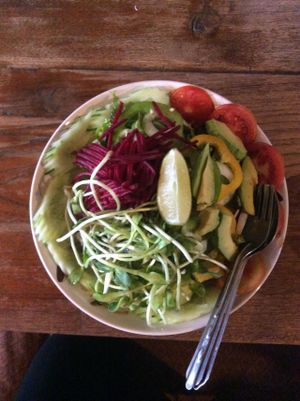 Green vegetable salad at Aum in Chiang Mai