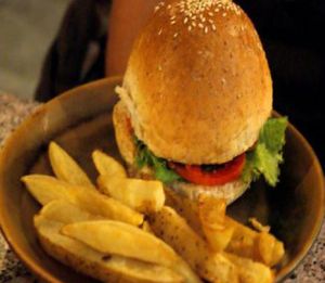 Veggie Burger at Aum in Chiang Mai