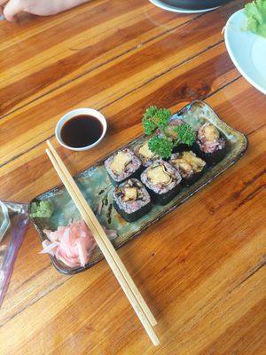 Mushroom and tempeh roll at Aum in Chiang Mai