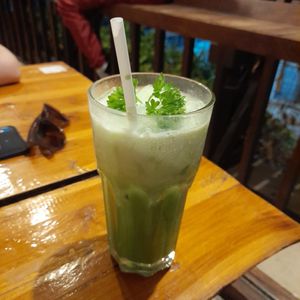 Thai iced green tea at Aum in Chiang Mai