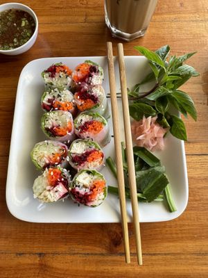 Summer rolls  at Aum in Chiang Mai