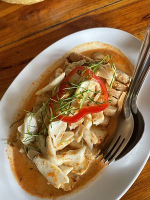 Tofu mit Pilzen vegan  at Aum in Chiang Mai