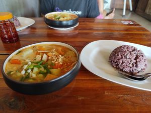 Massaman curry + brown rice at Aum in Chiang Mai