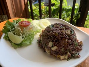 Green curry fried rice   at Aum in Chiang Mai