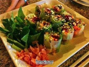 Fresh spring rolls with tamarind sauce at Aum in Chiang Mai