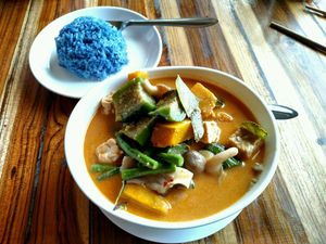 red curry sticky rice at Aum in Chiang Mai