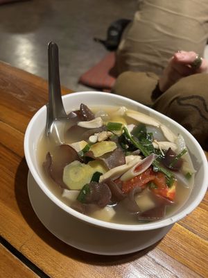 tom yum soup  at Aum in Chiang Mai