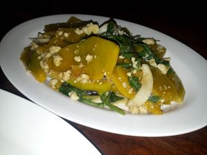 Fried pumpkin with tofu at Aum in Chiang Mai