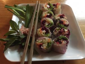 Fresh spring rolls, 70 baht at Aum in Chiang Mai