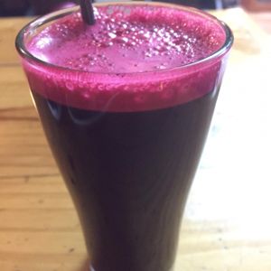 Fresh beetroot juice, 50 baht at Aum in Chiang Mai