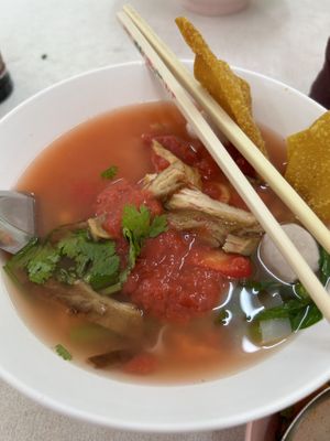 Yentafo soup was 9.5/19  at Num Heng Vegetarian in Hat Yai
