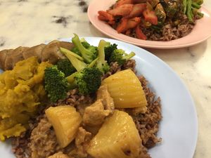 75 baht each for these dishes at Num Heng Vegetarian in Hat Yai