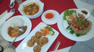 faux duck, massaman curry...noodles with seiten at Five Star J Restaurant in Pattaya