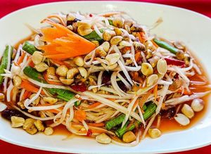 Somtam (Spicy Papaya Salad) at Five Star J Restaurant in Pattaya