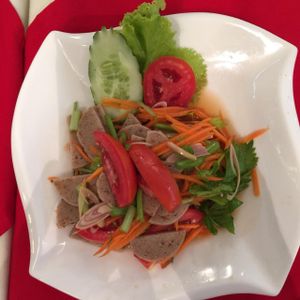 Vietnamese sausage salad at Five Star J Restaurant in Pattaya