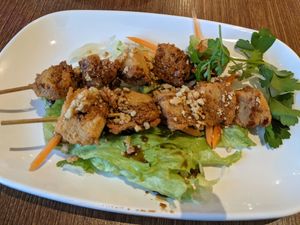 Soy chicken skewers at Utopia Vegan in Dickson