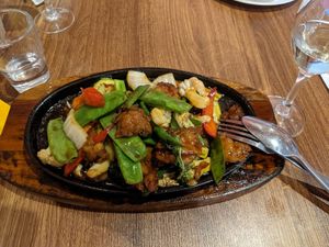 Beef hot plate at Utopia Vegan in Dickson