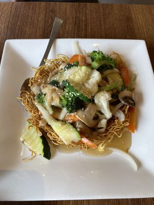 Crispy Yellow Noodles YUM!  at Utopia Vegan in Dickson
