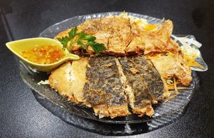 ginger fish... crunchy! at Utopia Vegan in Dickson