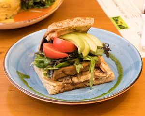 Tofu Burger at Raw Power Cafe in Auckland