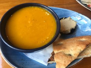 Soup of the day: Vege curry soup at Raw Power Cafe in Auckland