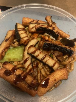 “Something fishy” noodles  at Welcome Chinese Vegetarian Cafe in Christchurch