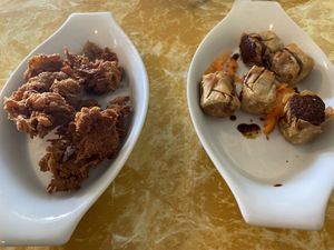 Cheeky nuggets and siew mai   at Welcome Chinese Vegetarian Cafe in Christchurch