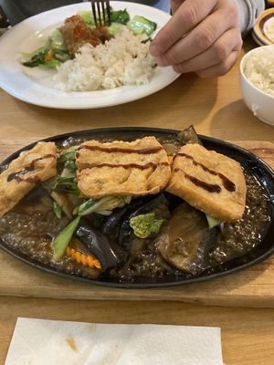 Lemon eggplant tofu hot plate   at Welcome Chinese Vegetarian Cafe in Christchurch