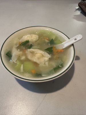 Vege dumpling soup  at Welcome Chinese Vegetarian Cafe in Christchurch