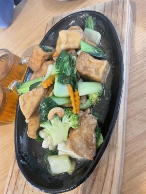 Braised tofu with vegetables   at Welcome Chinese Vegetarian Cafe in Christchurch
