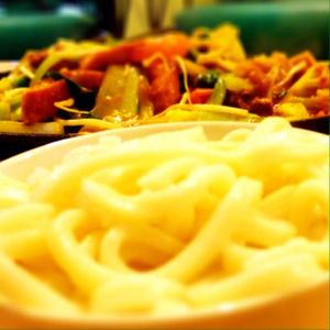 sizzler  with noodles  at Welcome Chinese Vegetarian Cafe in Christchurch