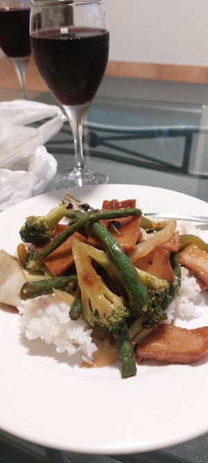 Don't go with the mock meats. They are disgusting, like... rubber. Nice sauce. at Tian Ran in Mermaid Beach