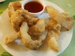 Vegan calamari at Tian Ran in Mermaid Beach